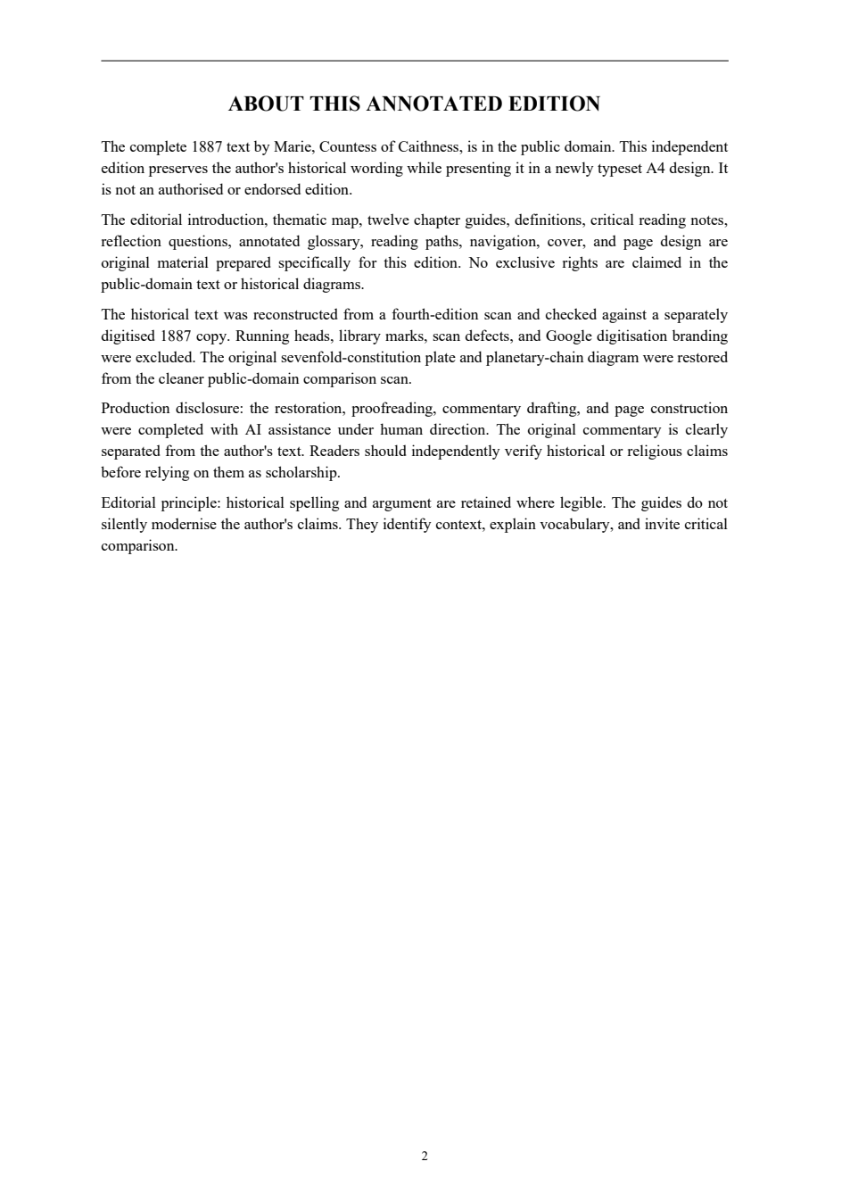 Opening page of the HIPS Books edition note for The Mystery of the Ages