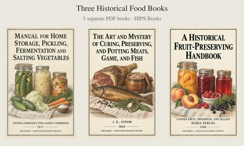 Modern HIPS reader’s edition cover accompanying Food Preservation Before Refrigeration: Three Old Books