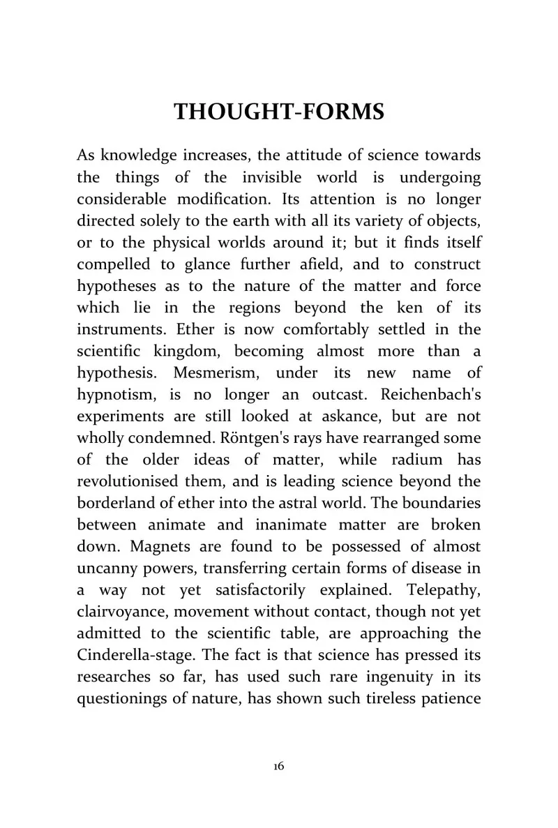 Page 16 of Thought-Forms: Historical text: opening page