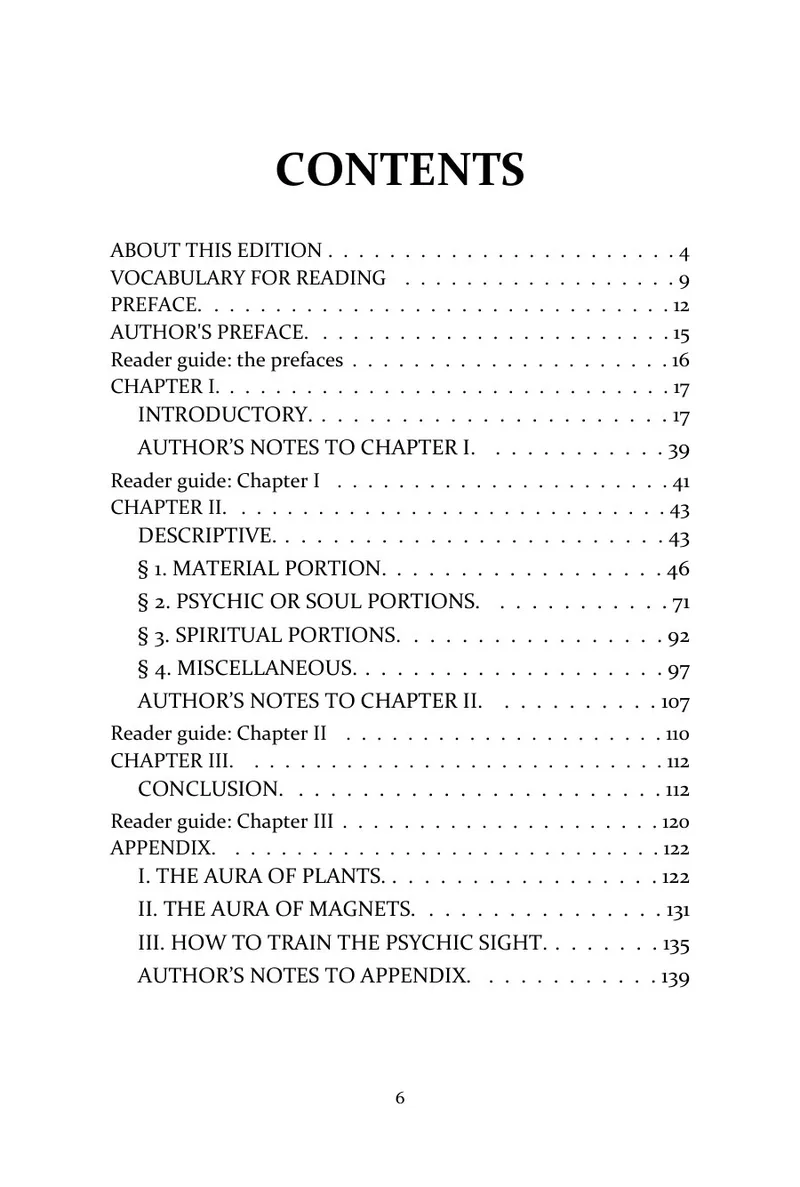 Page 6 of The Human Aura: A Study: Contents