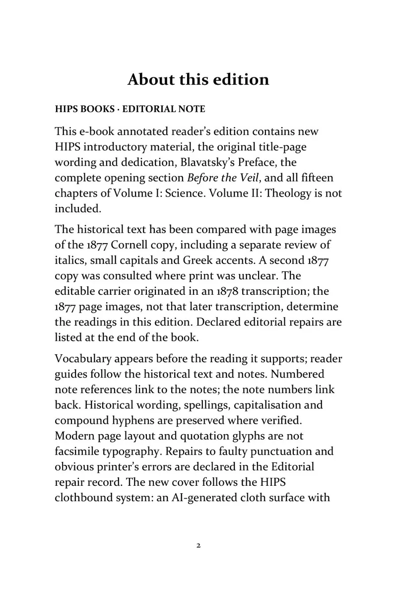 Page 2 of Isis Unveiled, Volume I: Science: About this edition