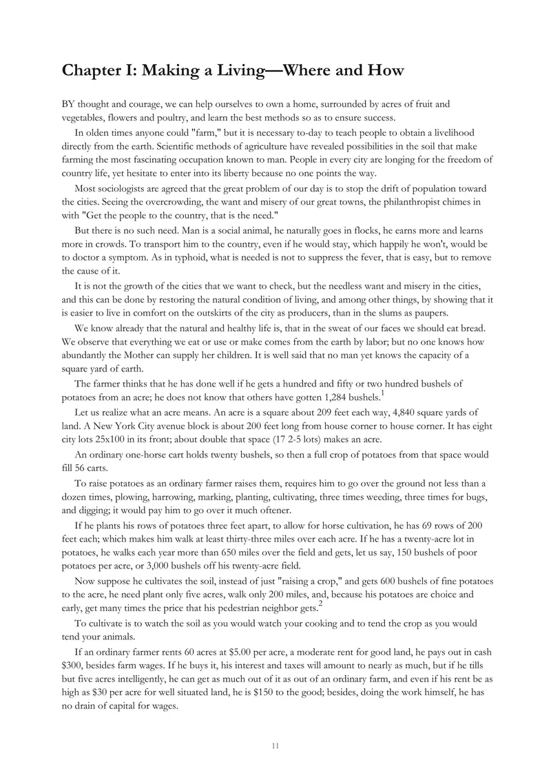 Opening of Chapter I — Three Acres and Liberty