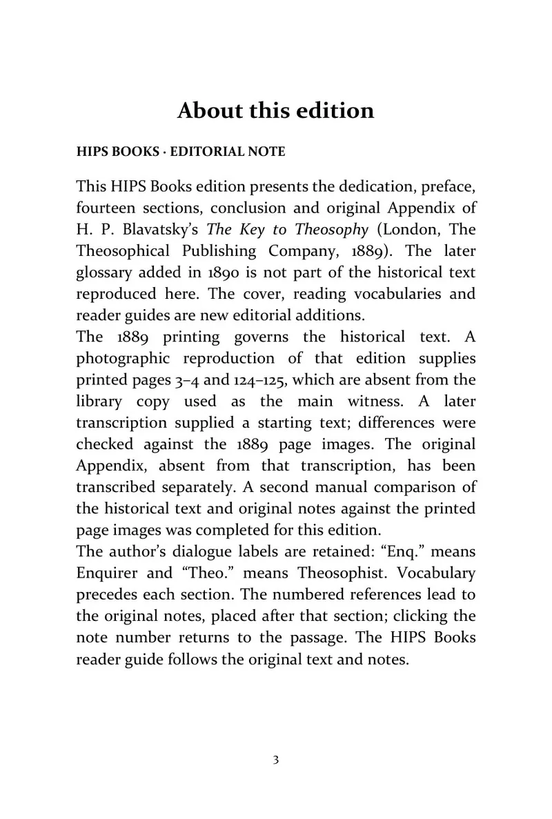 Page 3 of The Key to Theosophy: About this edition