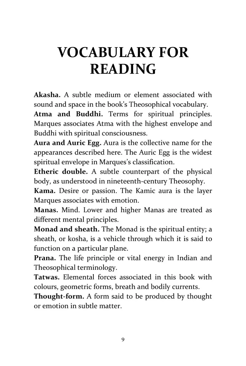 Page 9 of The Human Aura: A Study: Vocabulary before reading