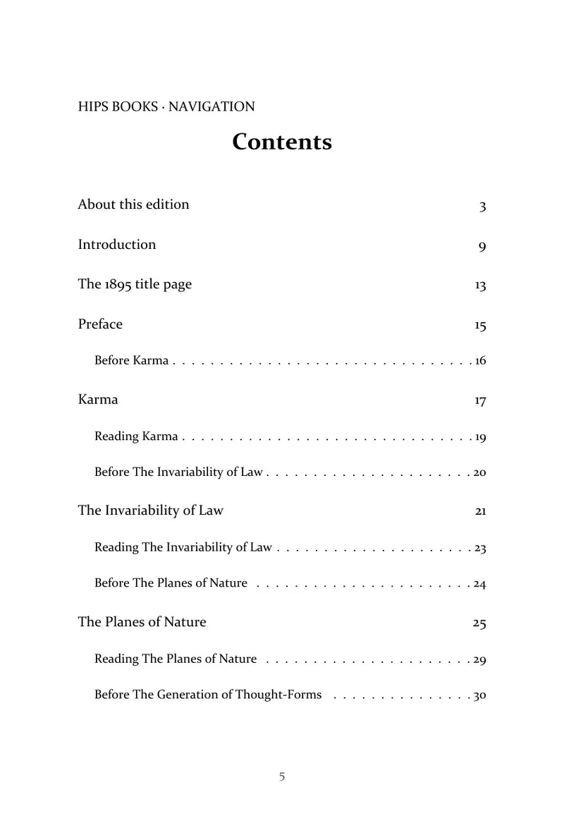 Karma: contents page